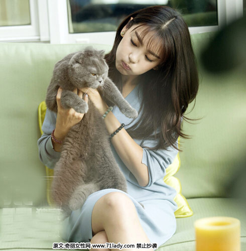 张雨绮生日拍摄写真曝光 甜姐儿逗猫很迷人
