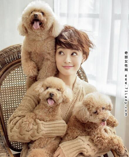 孙俪拥萌犬登封面 拥抱萌犬拍摄封面写真很甜蜜