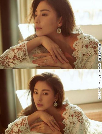 张雨绮杂志秀美腿 着连衣裙拍杂志写真秀性感美腿
