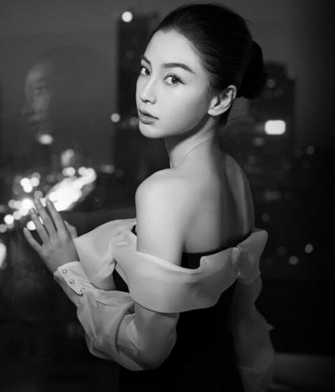 angelababy黑白写真 小露香肩长裙飘飘优雅迷人