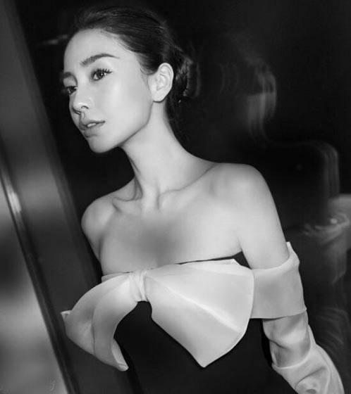 angelababy黑白写真 小露香肩长裙飘飘优雅迷人