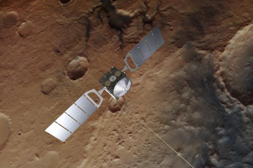 资料图:“火星快车”探测器的渲染图。(图片来源:ESA) 资料图:“火星快车”探测器的渲染图。(图片来源:ESA)
